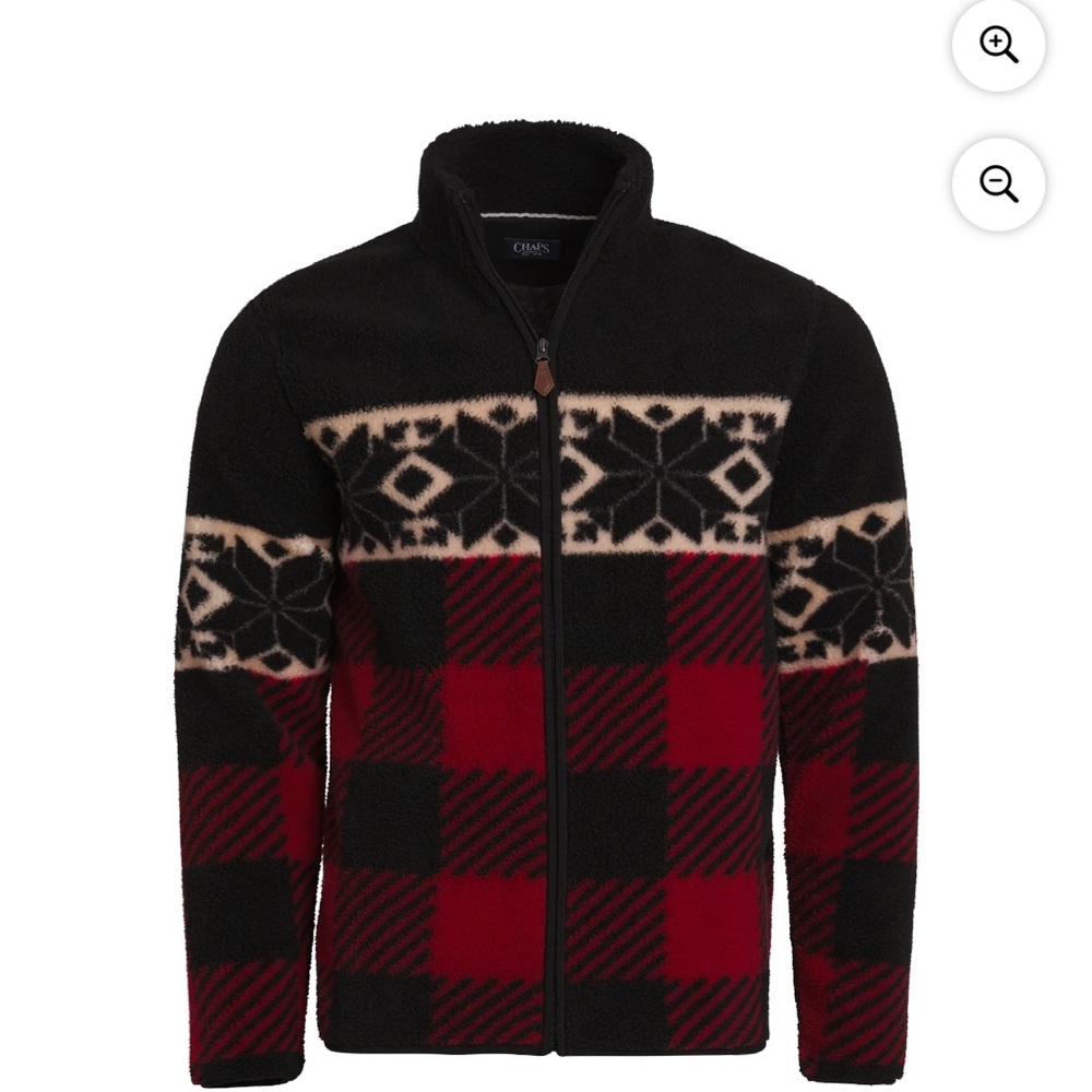 Chaps Men's & Big Men's Faux Sherpa Full Zip-Up Sweater Jacket